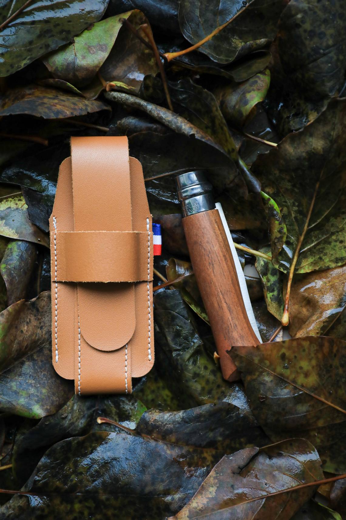 Opinel - Edles Messertäschchen: Etui aus Rehleder
