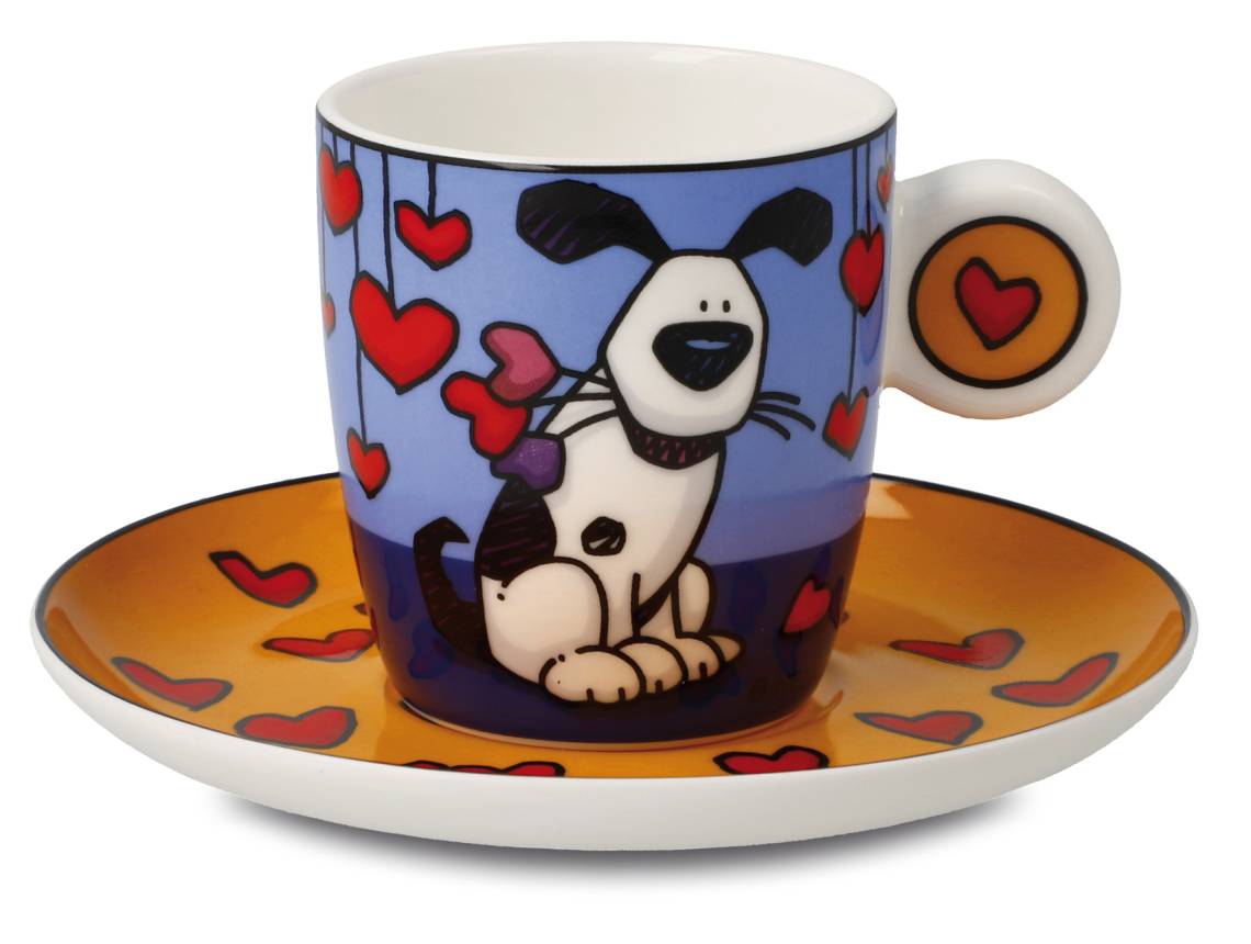 Pop ART - Ed Heck Espressotasse mit Unterer Love Dog