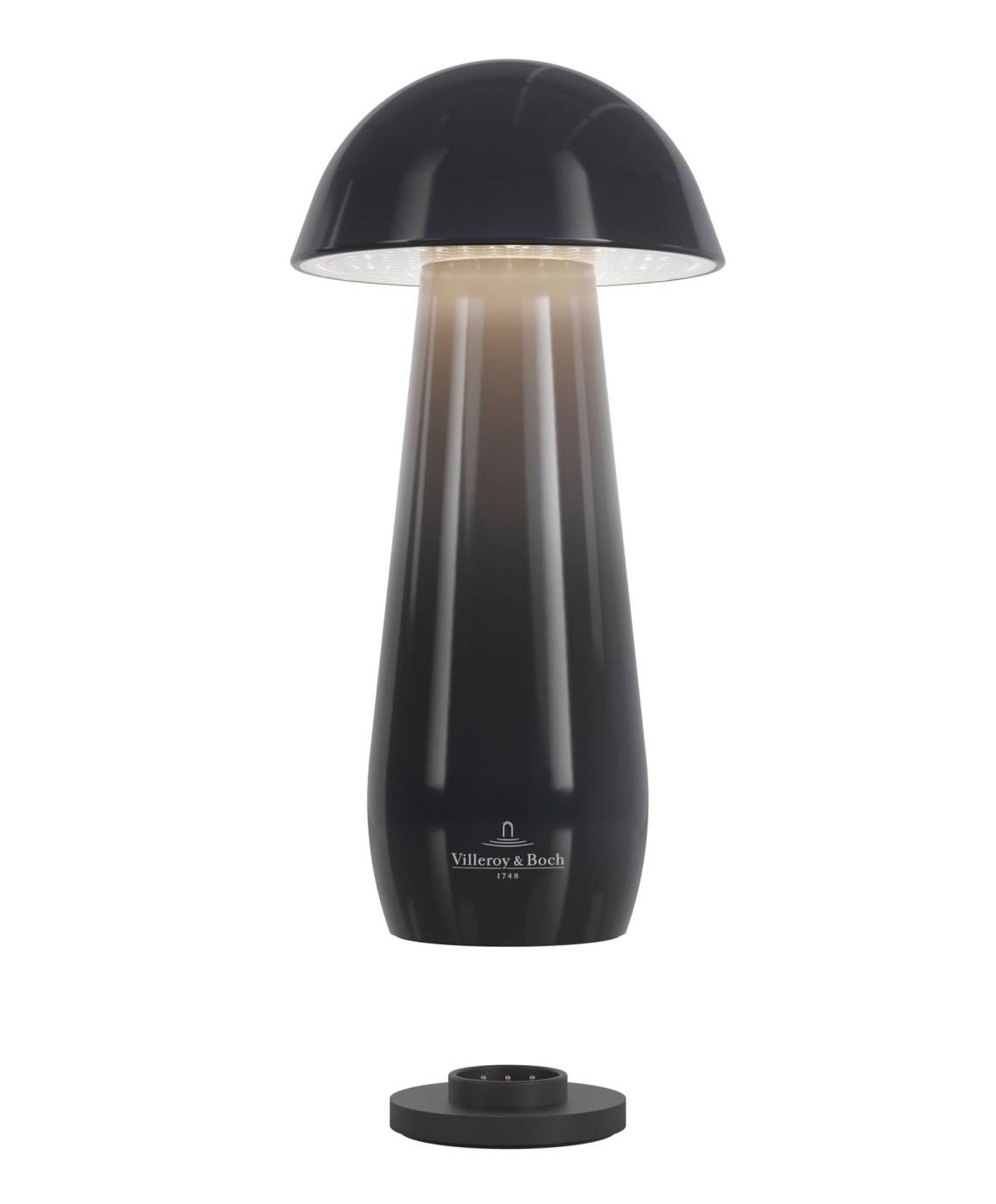 V&B - Tischleuchte Modena, 16 cm, schwarz glänzend, flexibler Akku