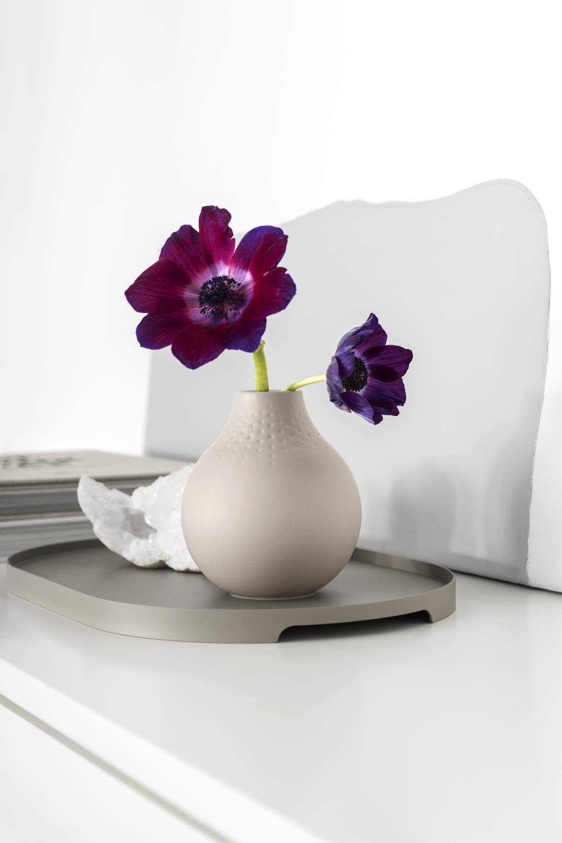 Villeroy & Boch - Manufacture Collier Vase - Perle beige mit Blume