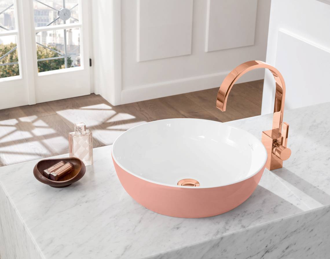 Villeroy & Boch - Designer-Waschbecken mit edler Kupfergarnitur - ARTIS Powder