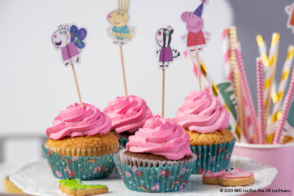 Dr. Oetker - Perfekte Peppa Party-Muffins mit passenden Backförmchen und Party-Pickern