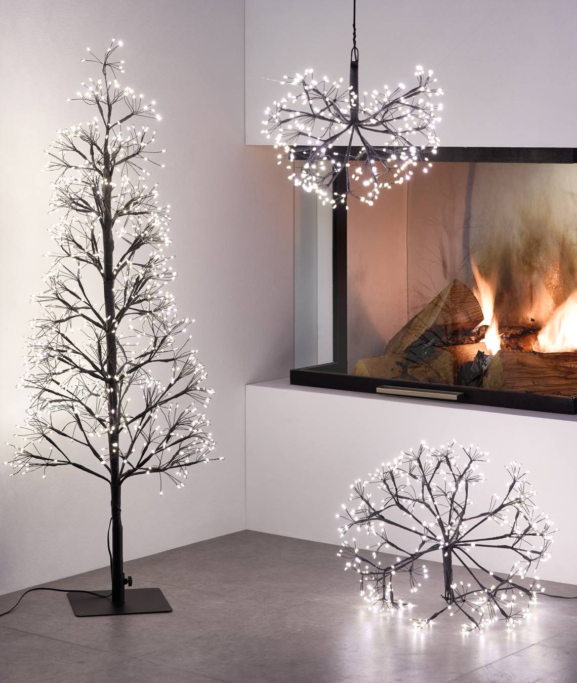 formano LED-Tanne schwarz & LED-Kugel schwarz