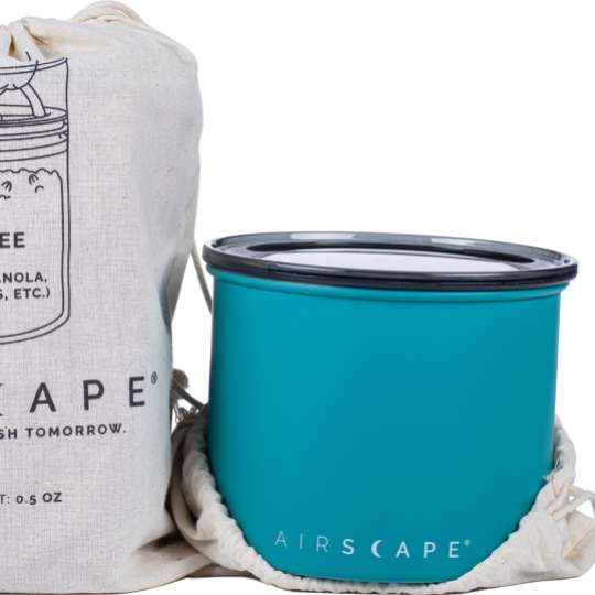 Kleine Airscape-Dose in mattem Türkis mit Beutel