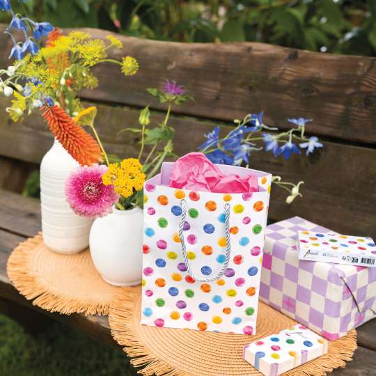 Ambiente - Punkte zu verschenken: Papiertüte, Taschentücher und Streichhölzer Polka Dots