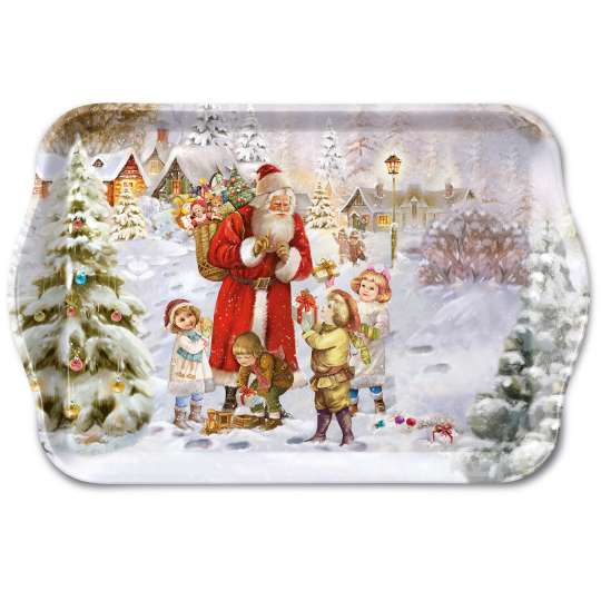 Ambiente - Santa Bringing Presents - Tablett, 13 x 21 cm