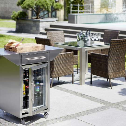 CASO Design Barbecue Counter & Cool integriert im Edelstahl- Rollwaagen