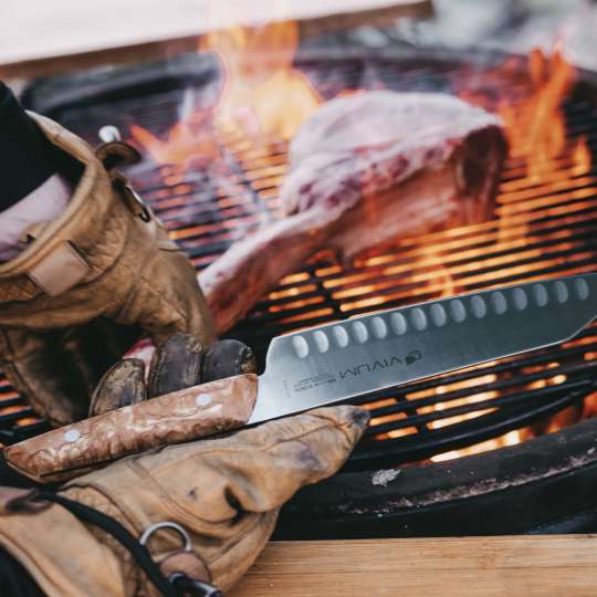 F.DICK - Schneidet Grillfleisch mühle los: Vivum Santoku-Messer mit Kullenschliff