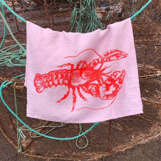 Frohstoff Geschirrtuch Leinen Rosa Hummer
