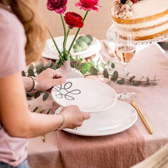 Gmundner Keramik - Dessertteller Cup - Pur Geflammt Grau - Tisch decken