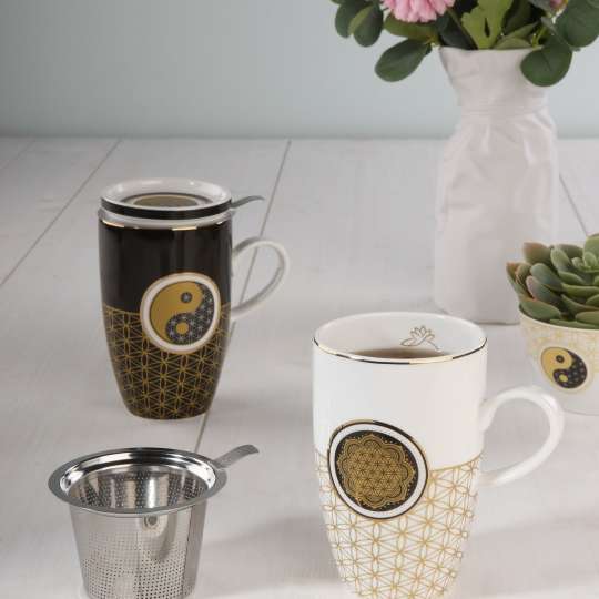 Goebel Teetassen mit Deckel und Sieb - Lotus