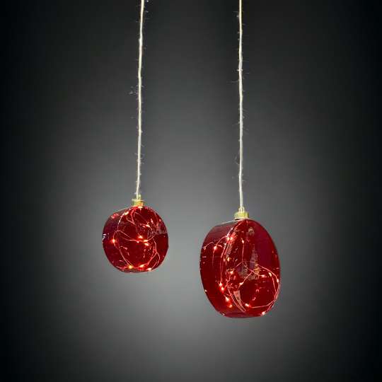 HDC - Festlich: Disk Glass Balls wine red in zwei Größen