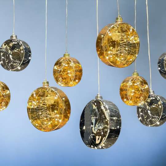 HDC - Warmer Lichterschein: Disk Glass Balls in amber und anthracite