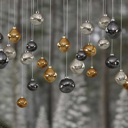 HDC - Jede Kugel ein Unikat: Organic Glass Balls silver, anthracite, walnut mercury