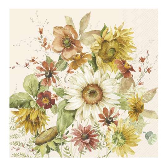 IHR - Late Summer Flowers Lunchservietten, creme