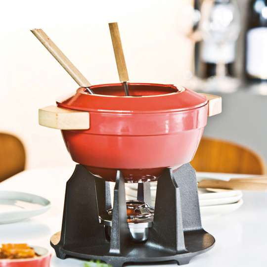 Le Creuset - Fondue-Set kirschrot  - zwei Fondue-Gabeln