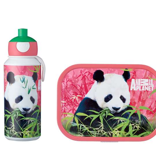 Mepal - Pausenset Campus - Trinkflasche Pop-up und Brotdose - Animal Planet Panda