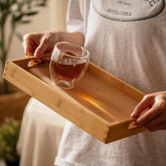 Nuts - Mit rutschfestem Inlay: Bambus-Tablett