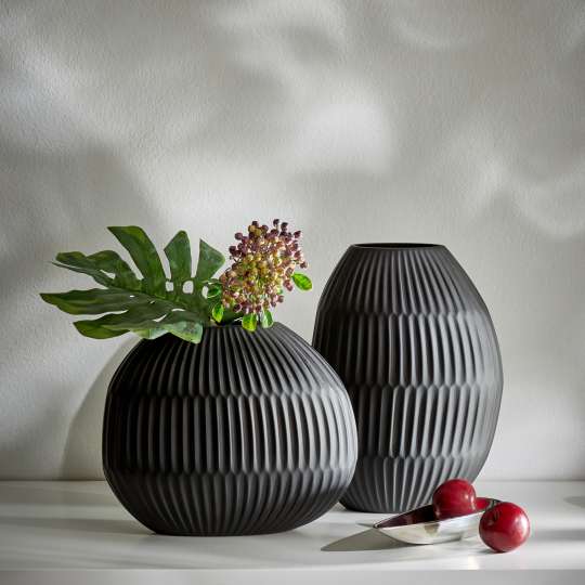 NOIR Vase mit Plisseestruktur 166018 und 166019