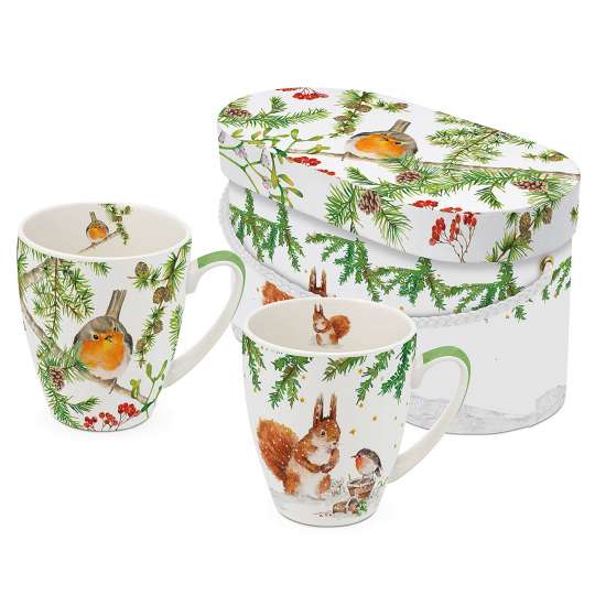 604556 Robin in Tree, Mug Set Gift Box 0,35l