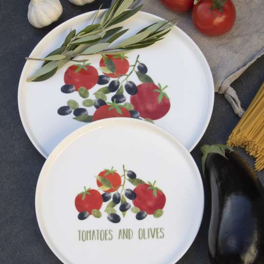 PPD Tomatoes&Olives Plates mit Olivenzweig