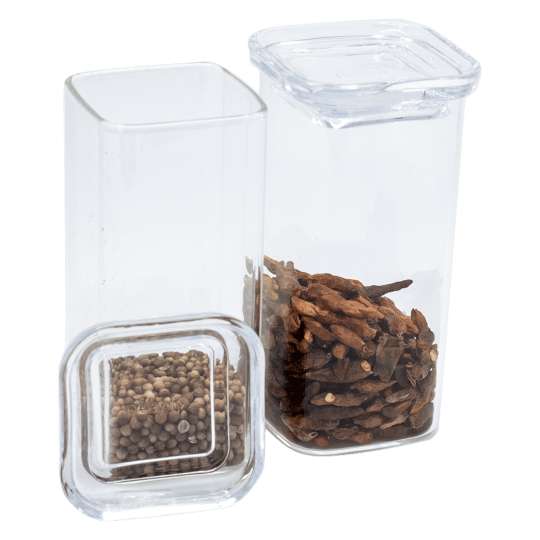 Pebbly Quadratische Glasboxen mit Glasdeckel 2er-Set PKV-75