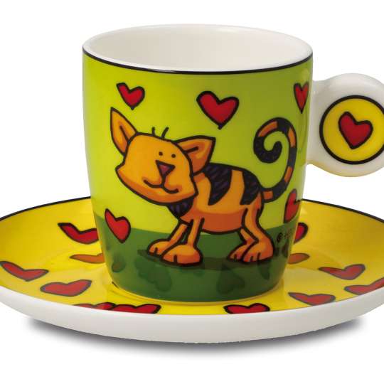 Pop ART - Ed Heck Espressotasse mit Unterer Love Cat