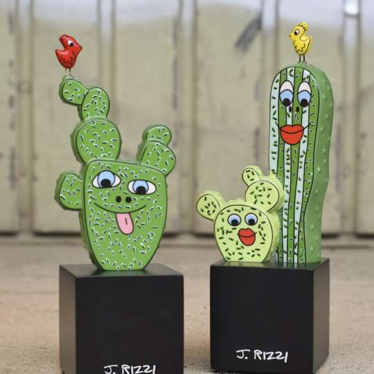 Pop Art - Kakteen mit lustigen Gesichtern: Figuren Prickly Pair und Cactus in Texas von James Rizzi