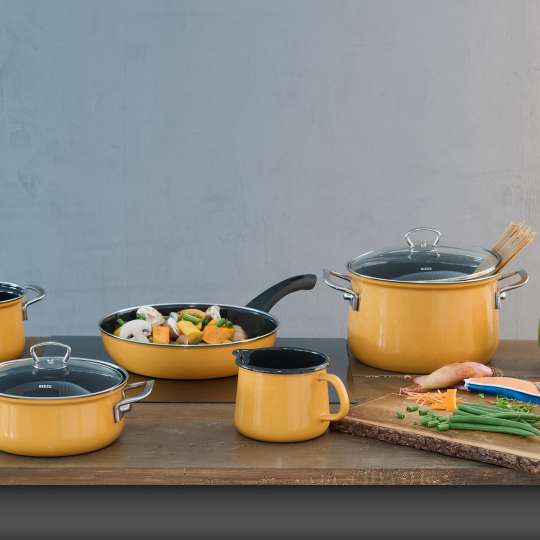 RIESS - Nouvelle Orange - 5-teiliges Topfset aus Emaille