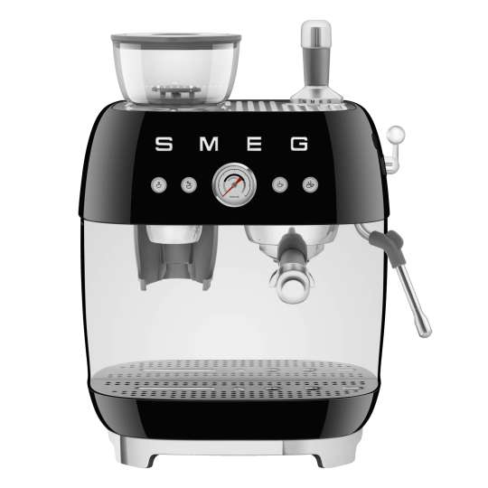 Smeg - Siebträger-Espressomaschine mit integrierter Kaffeemühle EGF03, Schwarz