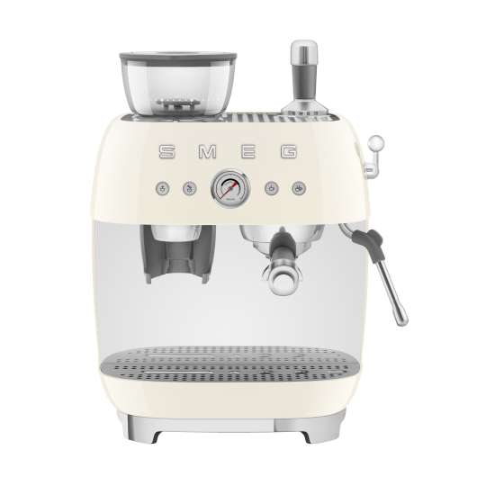 Smeg - Siebträger-Espressomaschine mit integrierter Kaffeemühle EGF03, Creme