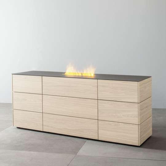 Sudbrock CUBO 160 Raumteiler-Sideboard mit Wohnkamin