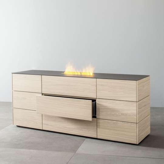 Sudbrock CUBO 160 Raumteiler-Sideboard mit Wohnkamin