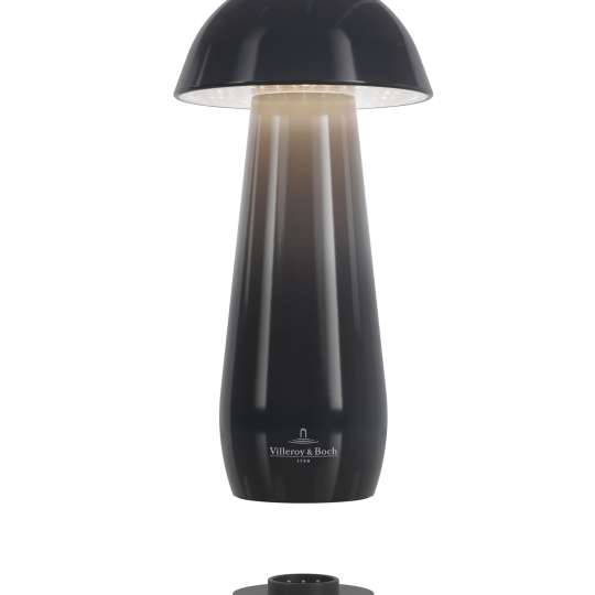 V&B - Tischleuchte Modena, 16 cm, schwarz glänzend, flexibler Akku