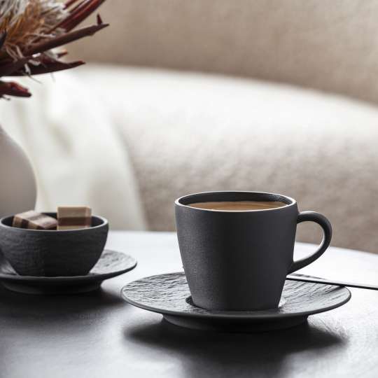 Villeroy & Boch - Manufacture Rock Noir Tasse und Untertasse in Schieferoptik