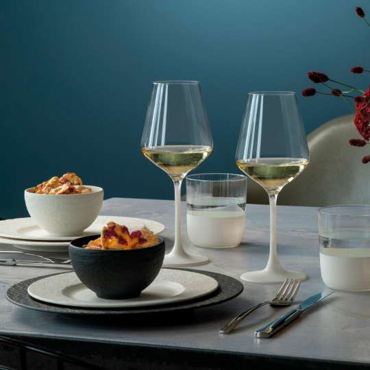 Villeroy & Boch - Filigrane Weingläser mit weißem Stiel: Manufacture Rock Blanc