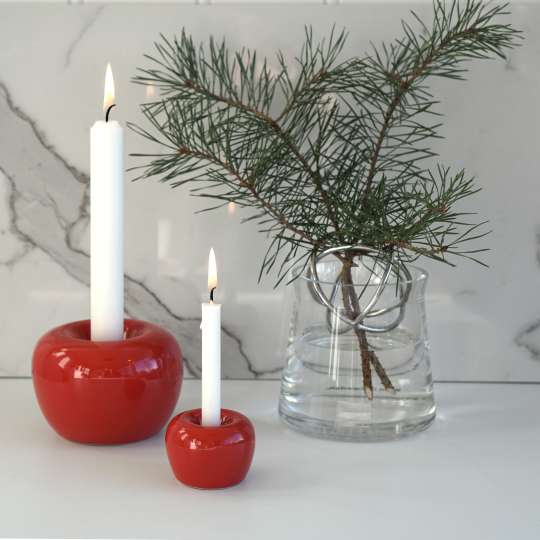 Born in Sweden - Apfel-Kerzenhalter, rot - Weihnachtliche Dekoration