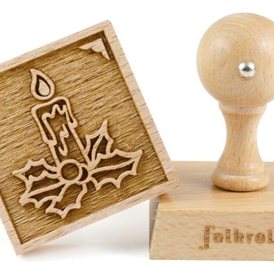 Folkroll - 3D-Motiv-Keksstempel, Adventskerze, quadratisch