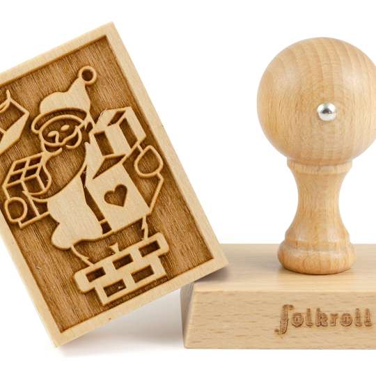Folkroll - 3D-Motiv-Keksstempel, Santa Claus, rechteckig