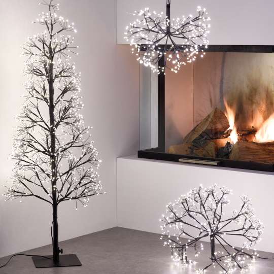 formano LED-Tanne schwarz & LED-Kugel schwarz