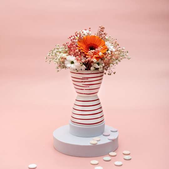 Gmundner Keramik - Tolle Geschenkidee - Vase & Zuckerdose Rotgeflammt