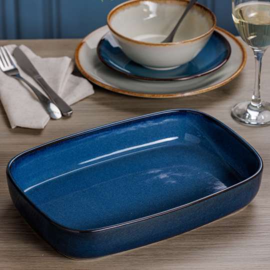 Mason Cash Reactive Blue rechteckige Auflaufform 2l