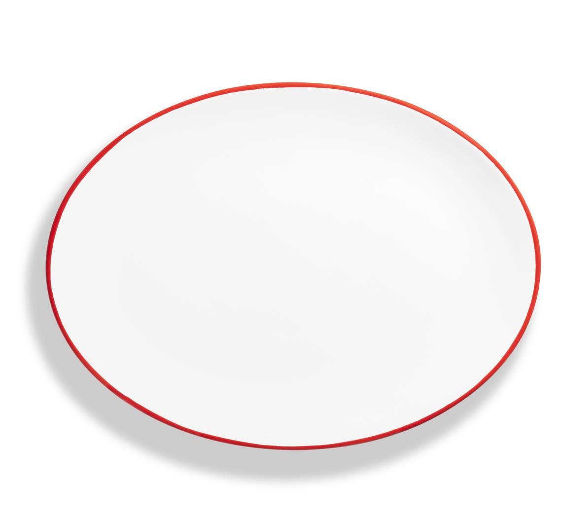 Design „Rubinroter Rand“ - Platte oval