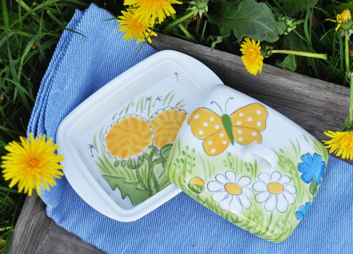 ALLA-S Alle Blumen Butterdose mit gelben Schmetterling Milieu