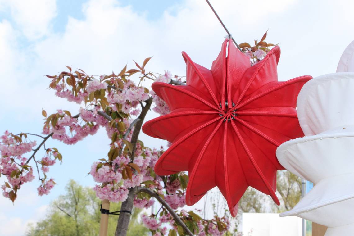 Zeit für Frühling bei barlooon - Outdoor-Lampion rot S, Mood 1