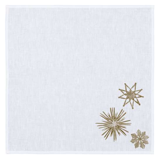 Frohstoff - winterliche Motive aus der Natur: Serviette Halbleinen Strohsterne, messing