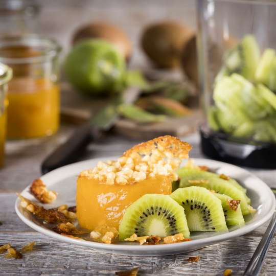 GEFU - Kiwi mit Passionsfruchtpudding und Krokant querformat