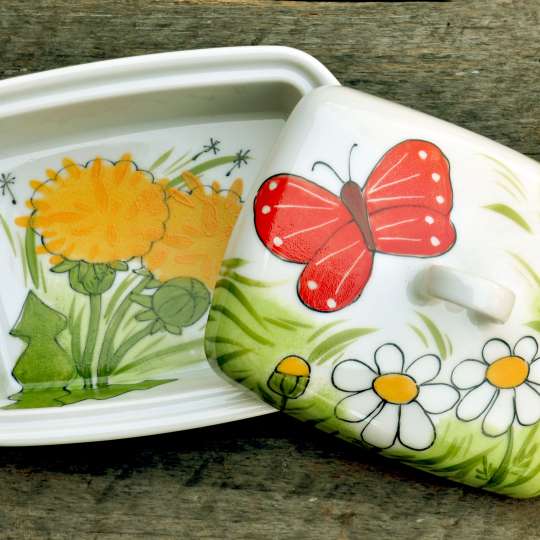 Alla Schulz: Butterdose Schmetterling rot