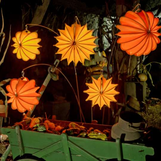 Barlooon: der wetterfeste Lampion, orange, herbstlich dekoriert / Mood 5