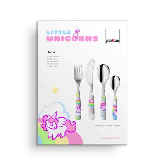 Gnali&Zani LITTLE UNICORNS Kinderbesteck Set 4-teilig Geschenkbox